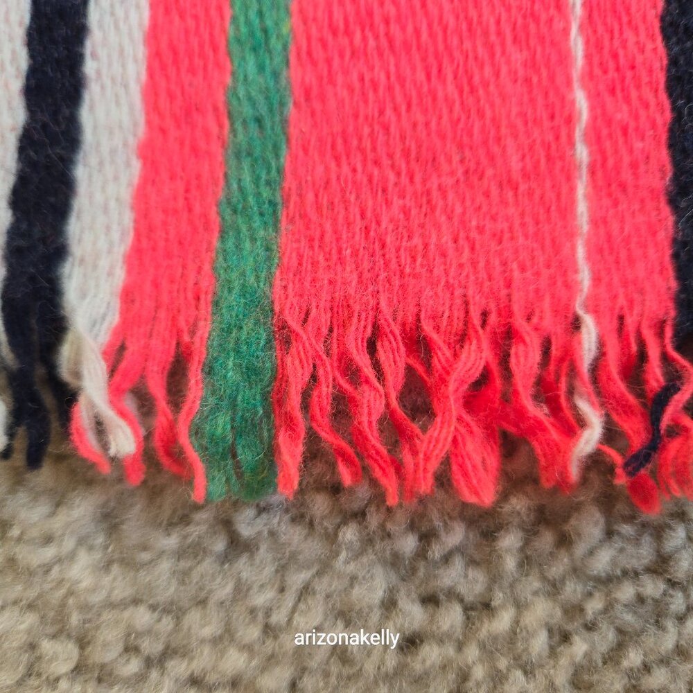 J. Crew Wool Large Square Scarf Pink Vibrant Colors - Picture 6 of 15